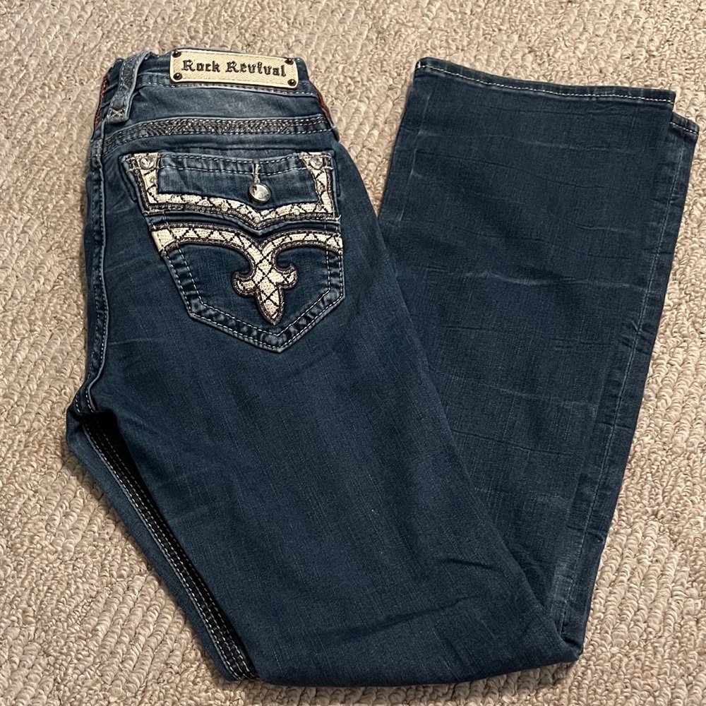 Rock Revival Dark Blue Straight Leg Jeans